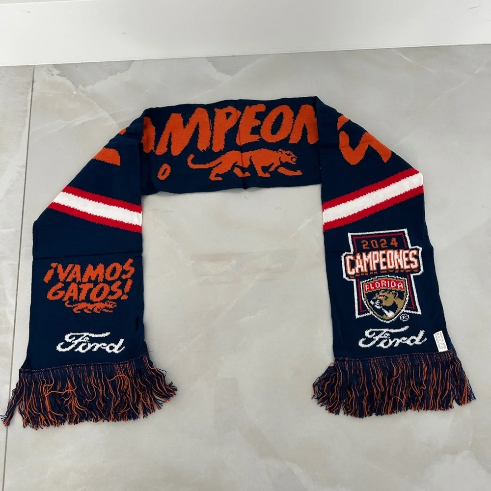 New In Package Vamos Gatos! Florida Panthers 2024 CAMPEONES NHL Hockey Scarf